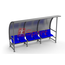 Скамейка для запасных игроков на 6 мест с козырьком